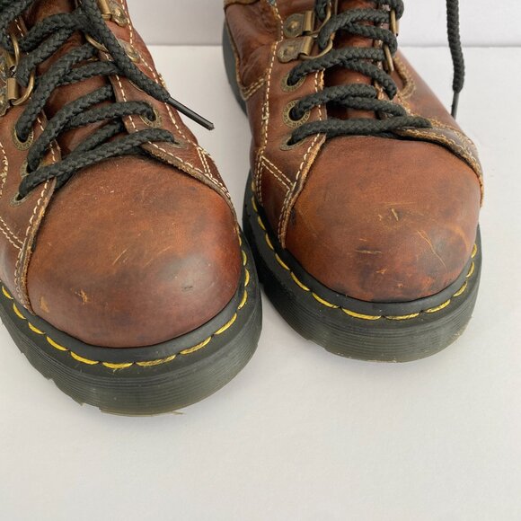 Dr Martens Brown Leather Chunky Steel Toe Industrial Boots 8845 Vintage Docs